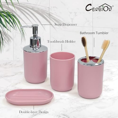 CERBIOR 6-Piece Bathroom Accessory Set Blush Pink 1