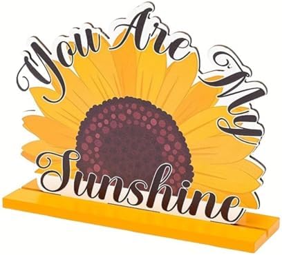 Wooden Summer Sunflowers Decor Statues 6pcs Set