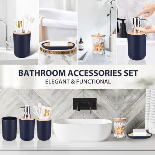 iMucci 5 Piece Bathroom Accessories Set Navy Blue