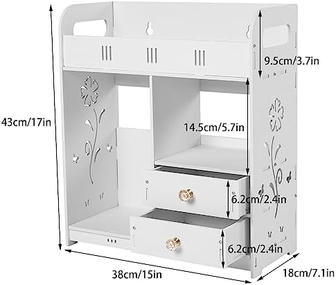 CAIHAOA Bathroom Wall Mount Cabinet with 2 Drawers and 2 Storage Areas
