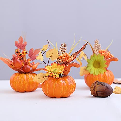 Faux Maple Leaves Pumpkin Statue Miniatures Home Decor