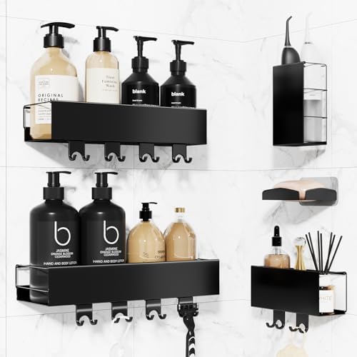 LUXEAR 5 Pack Adhesive Shower Caddy Organizer