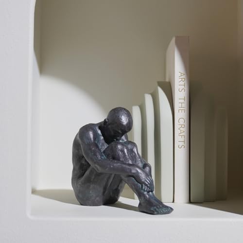 Guichifun Resin Bronze Sitting Man Statue Home Decor