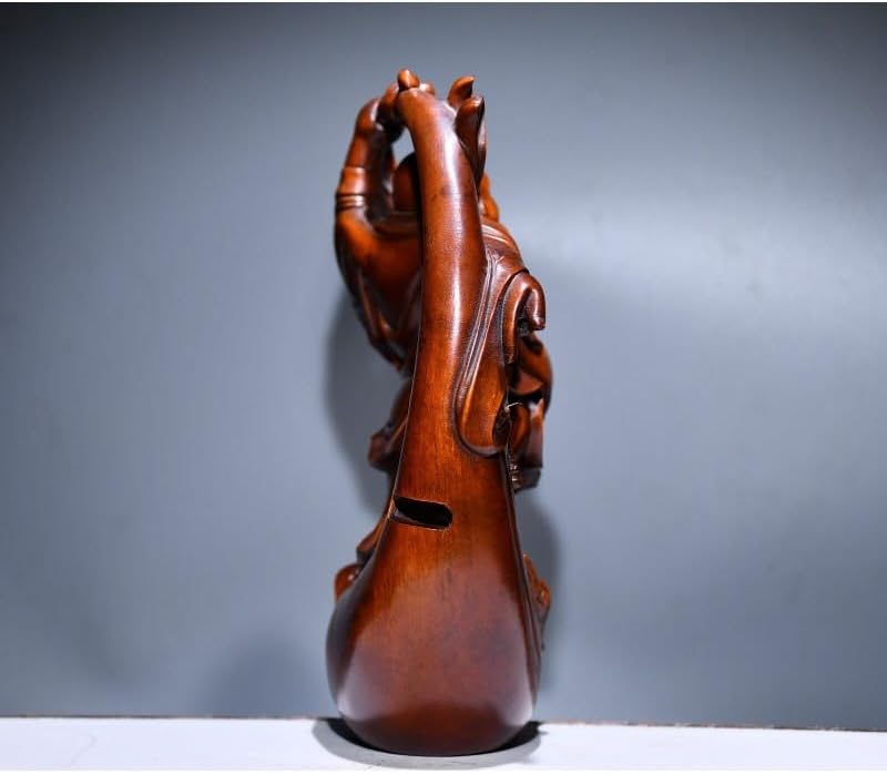 Handcrafted Boxwood Maitreya Buddha Statue Decor