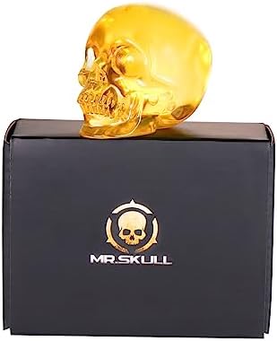 MRSKULL Yellow Glass Crystal Skull Decor Statue