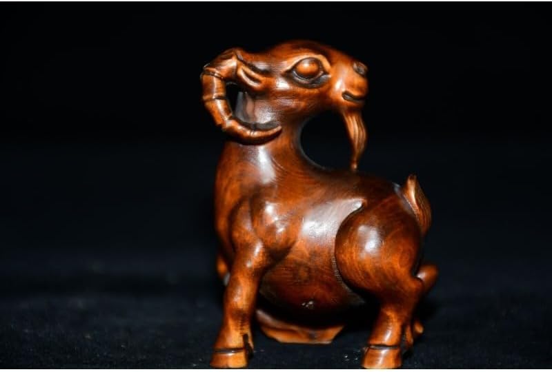 Collection Boxwood Sheep Wealth Statues Handmade Decor