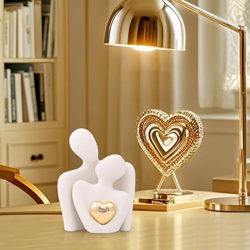 White Ceramic Hugging Couple Love Sculpture 315