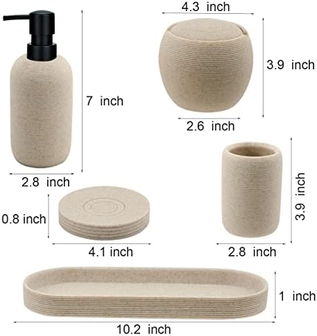 Aksipo Beige Resin 5Pc Bathroom Accessory Set