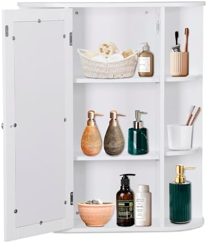 ZENY Bathroom Cabinet with Adjustable Shelves and Mirror