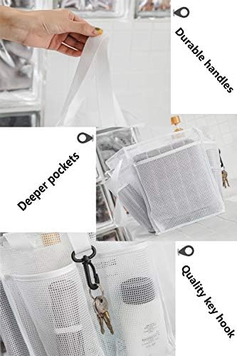 ALYER Mesh Shower Caddy Basket with Large Compartment and 6 Deep Pockets