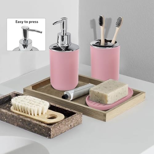 CERBIOR 6-Piece Bathroom Accessory Set Blush Pink 1