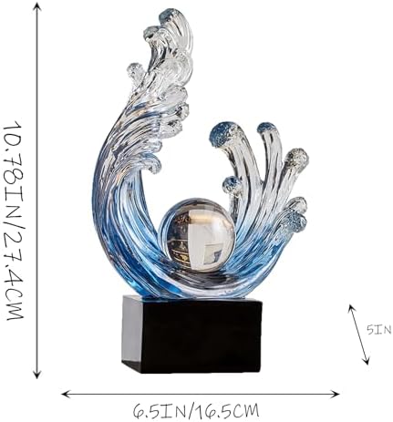 Modern Abstract Wave Statue Blue Art Home Decor