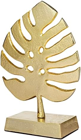 MyGift Brass Tone Palm Leaf Modern Art Sculpture Decor
