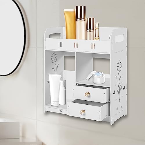 SNKOURIN Wooden Bathroom Cabinet with Two Drawers