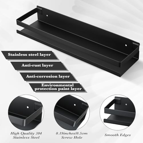 Lallisa 2 Piece Black Stainless Steel Shower Shelf Organizer