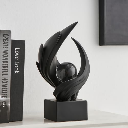 Abstract Art Sculpture Resin Gold Modern White Decor