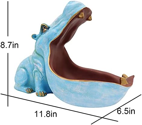 aboxoo Hippo Statue Resin Candy Dish Key Bowl Storage Box