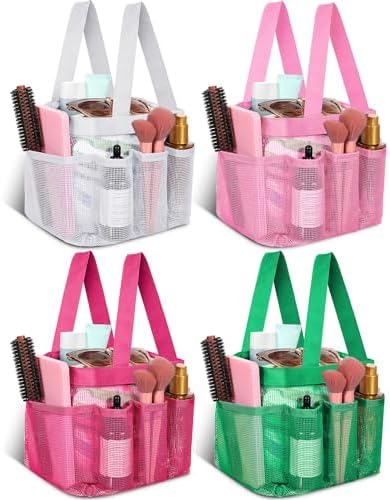 Hillban 4 Pcs Mesh Shower Caddy with 8 Pockets