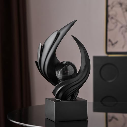 Abstract Art Sculpture Resin Gold Modern White Decor