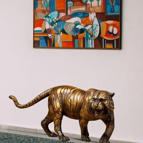YouFine Bronze Tiger Statue 189 Inch Solid Brass Home Decor