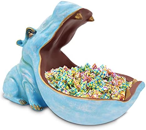 aboxoo Hippo Statue Resin Candy Dish Key Bowl Storage Box