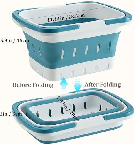 Haundry Foldable Shower Caddy Basket with Handles - Blue