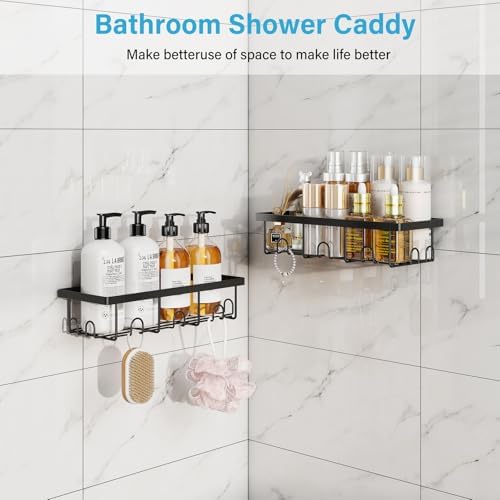 Bridgify Shower Shelves 2-Pack Black