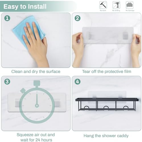 Oasiteege 2 Pack Black Shower Shelves Organizer