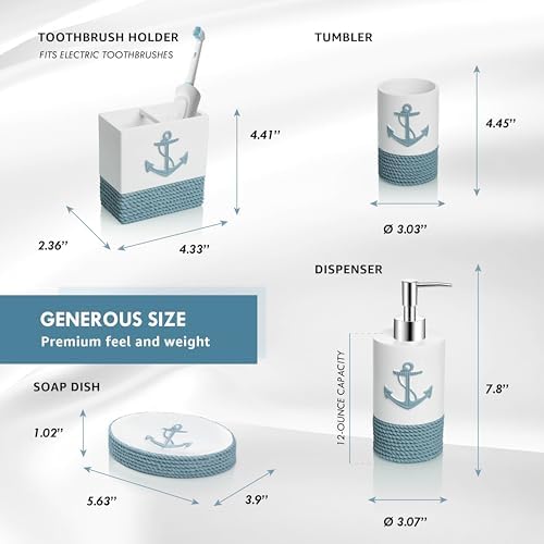 TideAndTales Nautical Bath Accessories Set 4 Piece 1