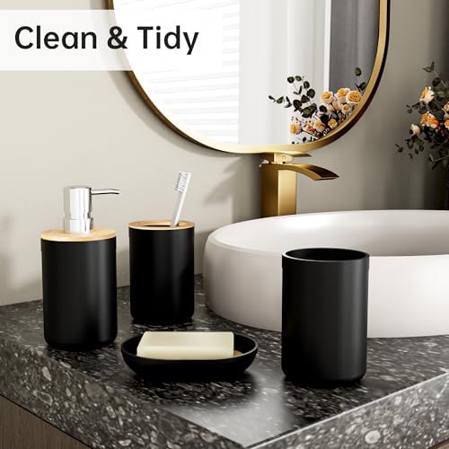 Fun Memories 6-Piece Bamboo Bath Accessory Set Black
