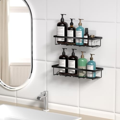 Oasiteege 2 Pack Black Shower Shelves Organizer