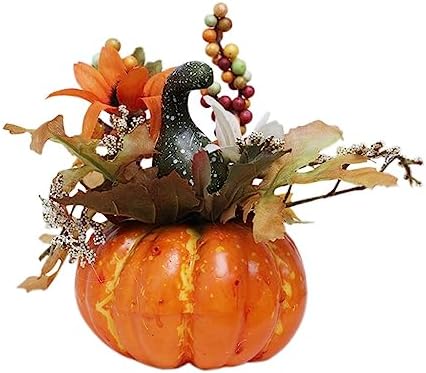 Faux Maple Leaves Pumpkin Statue Miniatures Home Decor