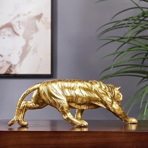 Premium Resin Golden Tiger Statue for Home Decor
