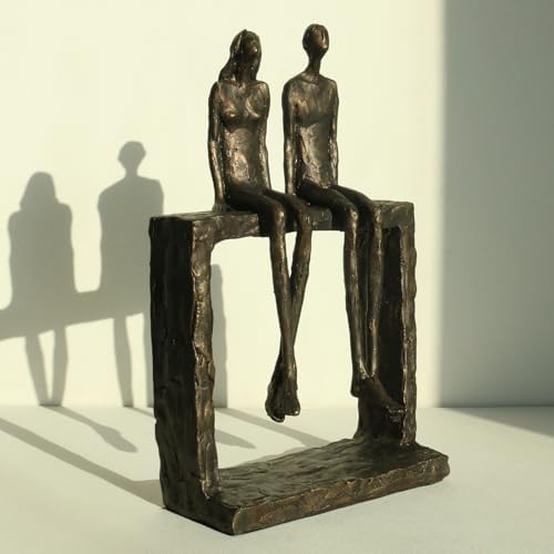 Lukitas Abstract Couple Statue - Bronze Resin Home Decor