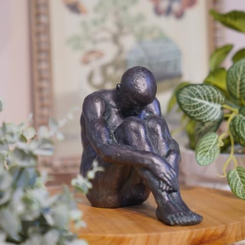 Guichifun Resin Bronze Sitting Man Statue Home Decor