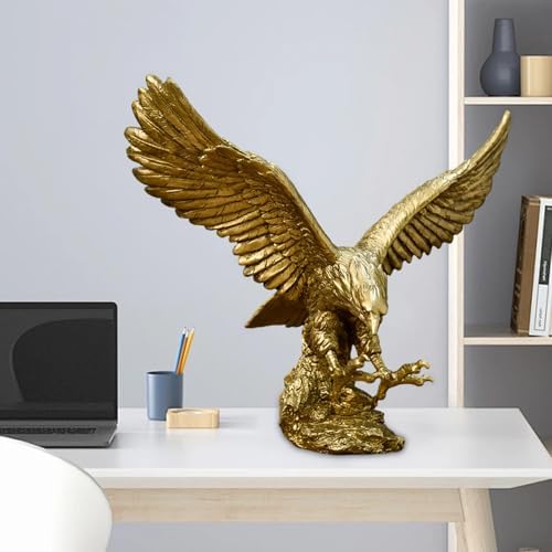 Golden Resin Flying Wild Eagle Statue - L Size