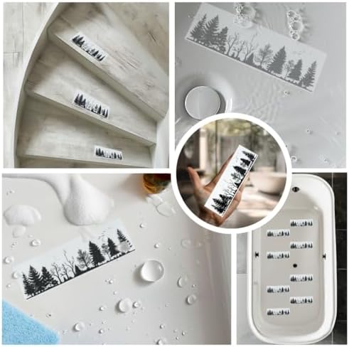 Non Slip Bathtub Stickers with Forest Silhouettes - 8 PCS Safety Appliques