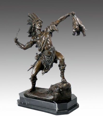 Kunst Ambiente Bronze Sculpture Native American Bear