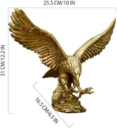 Golden Resin Flying Wild Eagle Statue - L Size