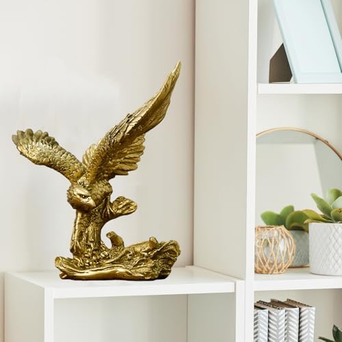 Golden Resin Flying Eagle Statue for Home Office Decor