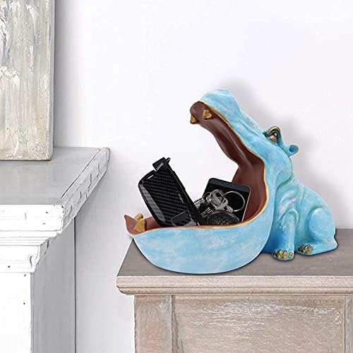 aboxoo Hippo Statue Resin Candy Dish Key Bowl Storage Box