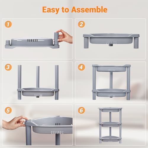 ELYKEN 3 Tier Shower Caddy Organizer Shelf Corner Grey