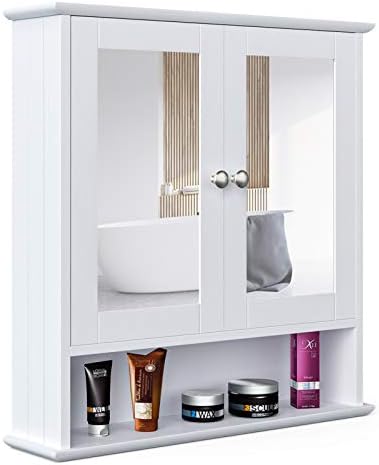 Mirror Cabinet with Adjustable Shelves White