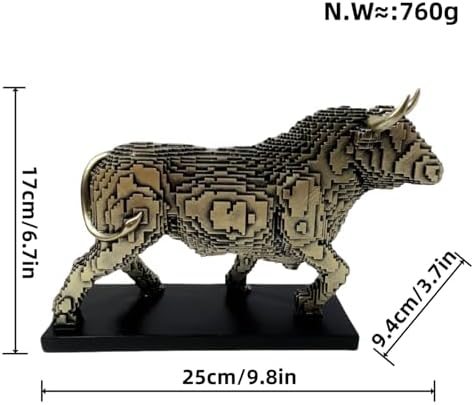 Pixelated Bull Sculpture Statue Living Room Decor