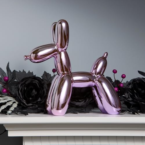National Tree Company Halloween Balloon Dog Figurine Purple 11 Inch