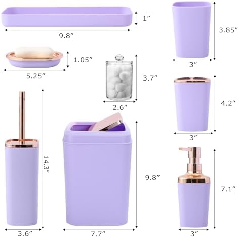XLHOMO 9-Piece Purple Bathroom Accessories Set