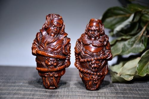 Handmade Boxwood Guan Gong Yu Warrior God Statues Collection