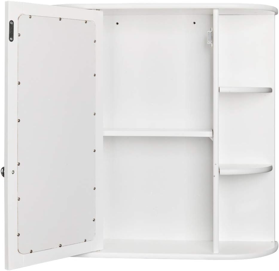 Volowoo Wall Mounted Mirror Cabinet with 3-Tier Storage