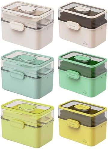 3-Tier Medicine Storage Box with Handle and Detachable Top