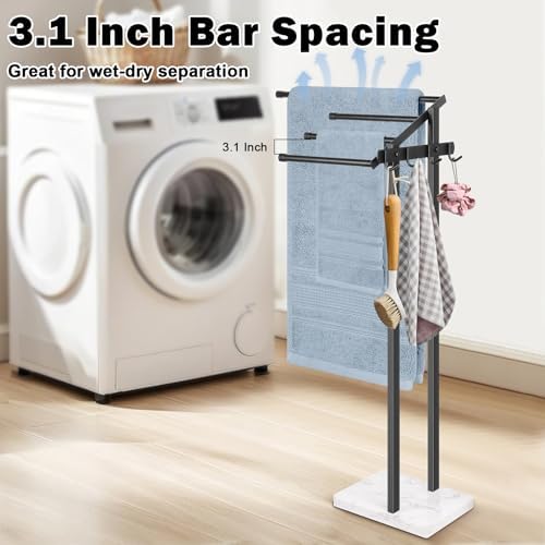 HarJue 36 H Towel Rack with Marble Base and Hooks